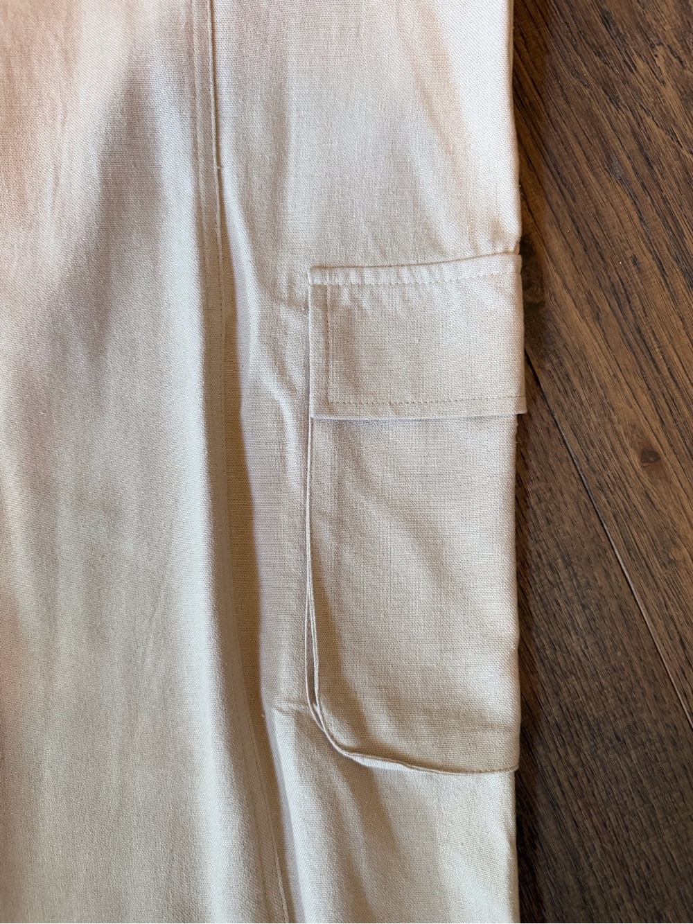 Linen-Blend Wide Leg Cargo Pants - Cream/oatmeal colour - Picture 2 of 5